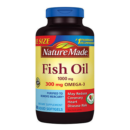 Fish Oil 1000mg, 300mg Omega-3, Liquid Softgels