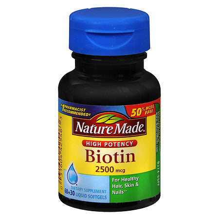 Biotin 2500 mcg Dietary Supplement Liquid Softgels