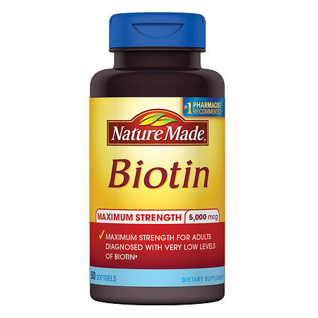 Biotin 5000 mcg Dietary Supplement Liquid Softgels